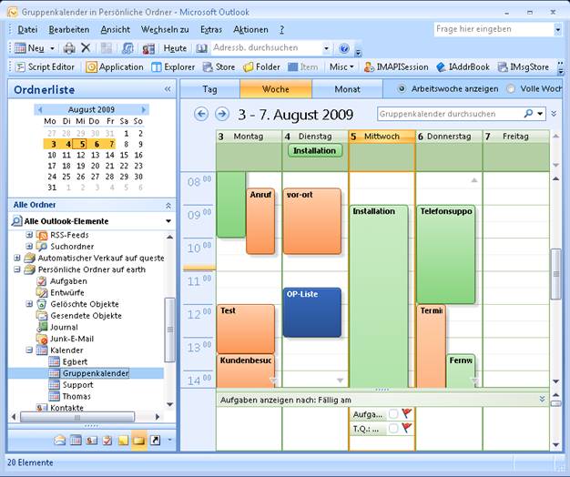 Outlook Kalender im Team